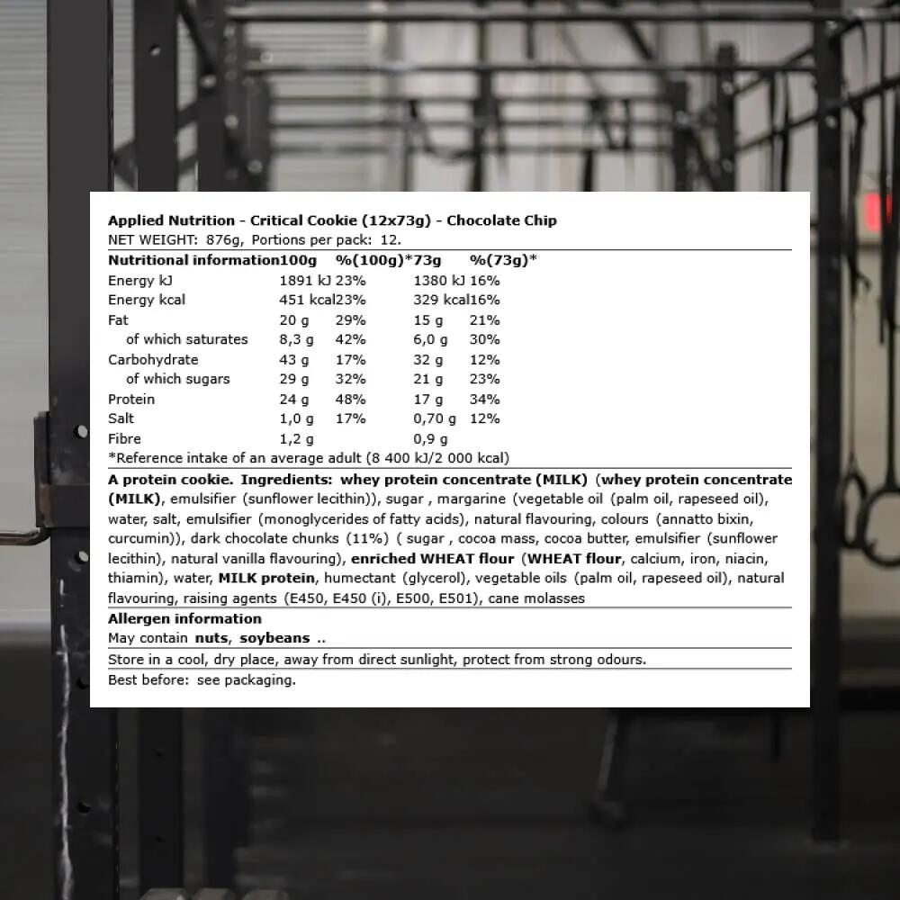Applied Nutrition Critical Cookie, Chocolate Chip 3/3