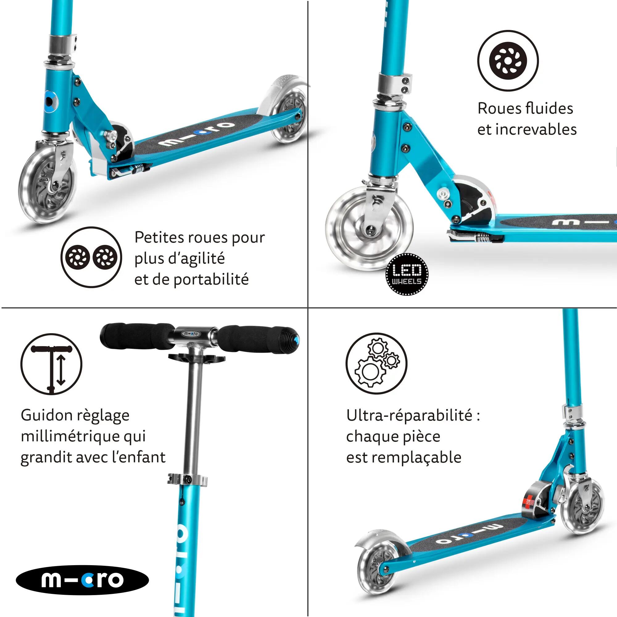 Patinete Infantil 2 Ruedas Micro Sprite LED Azul 4/7