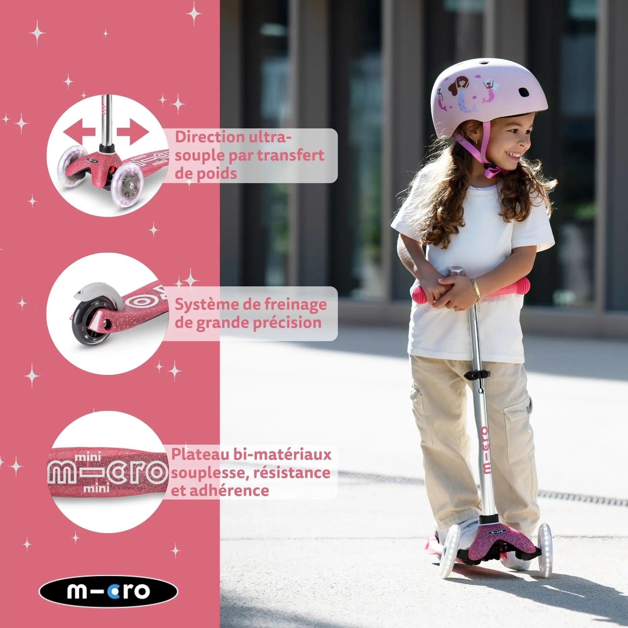 Trottinette enfant 3 roues - Mini  Deluxe Glitter LED - Rose 4/7
