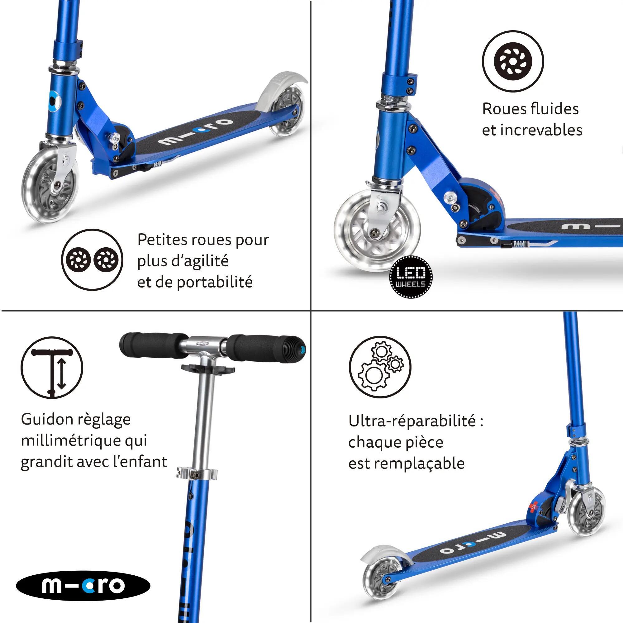 Scooter - stedelijk - kinderen - opvouwbaar, 2 wielen, achterrem, ledverlichting 4/6