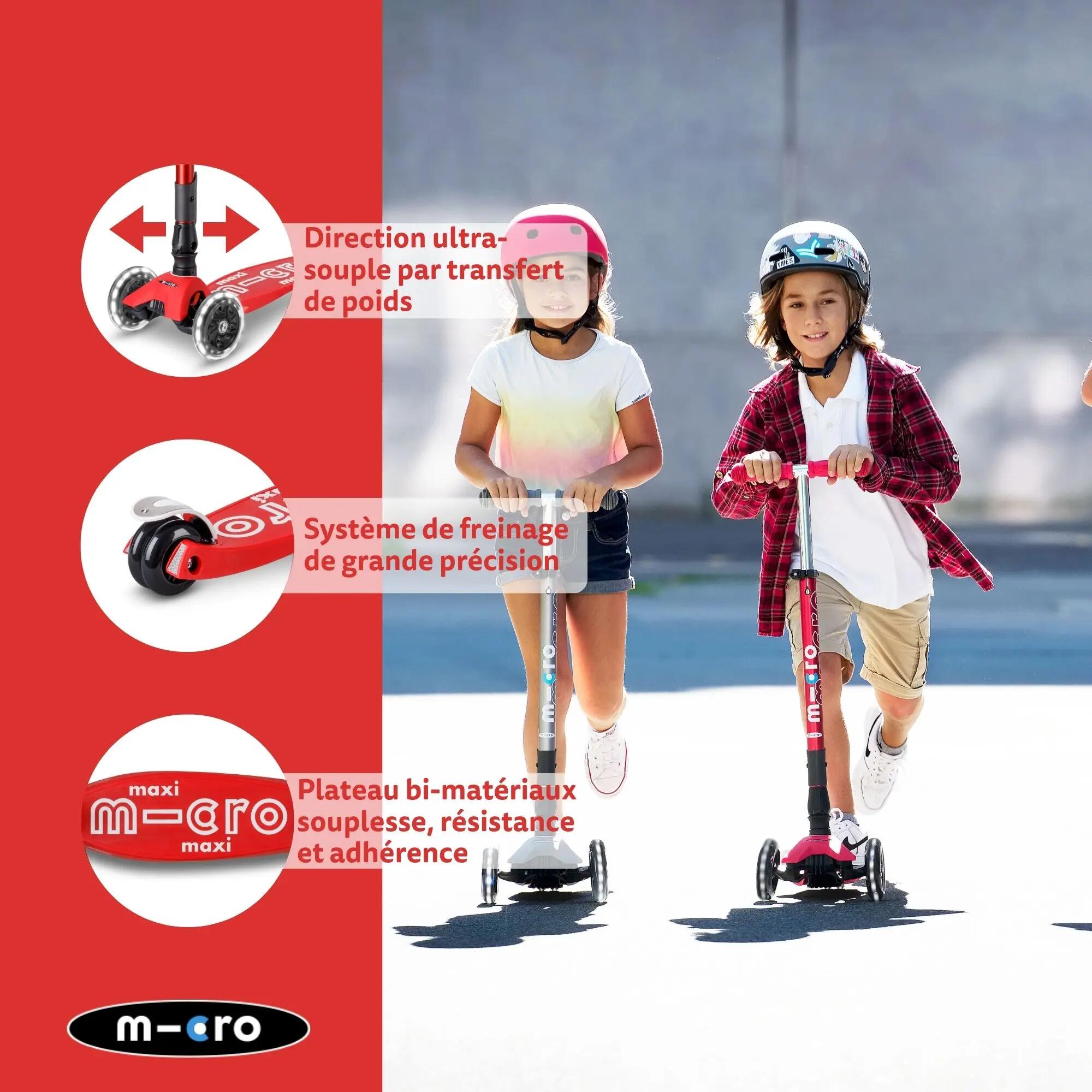 Patinete Infantil  Micro Maxi Deluxe Plegable LED Rojo 5/7