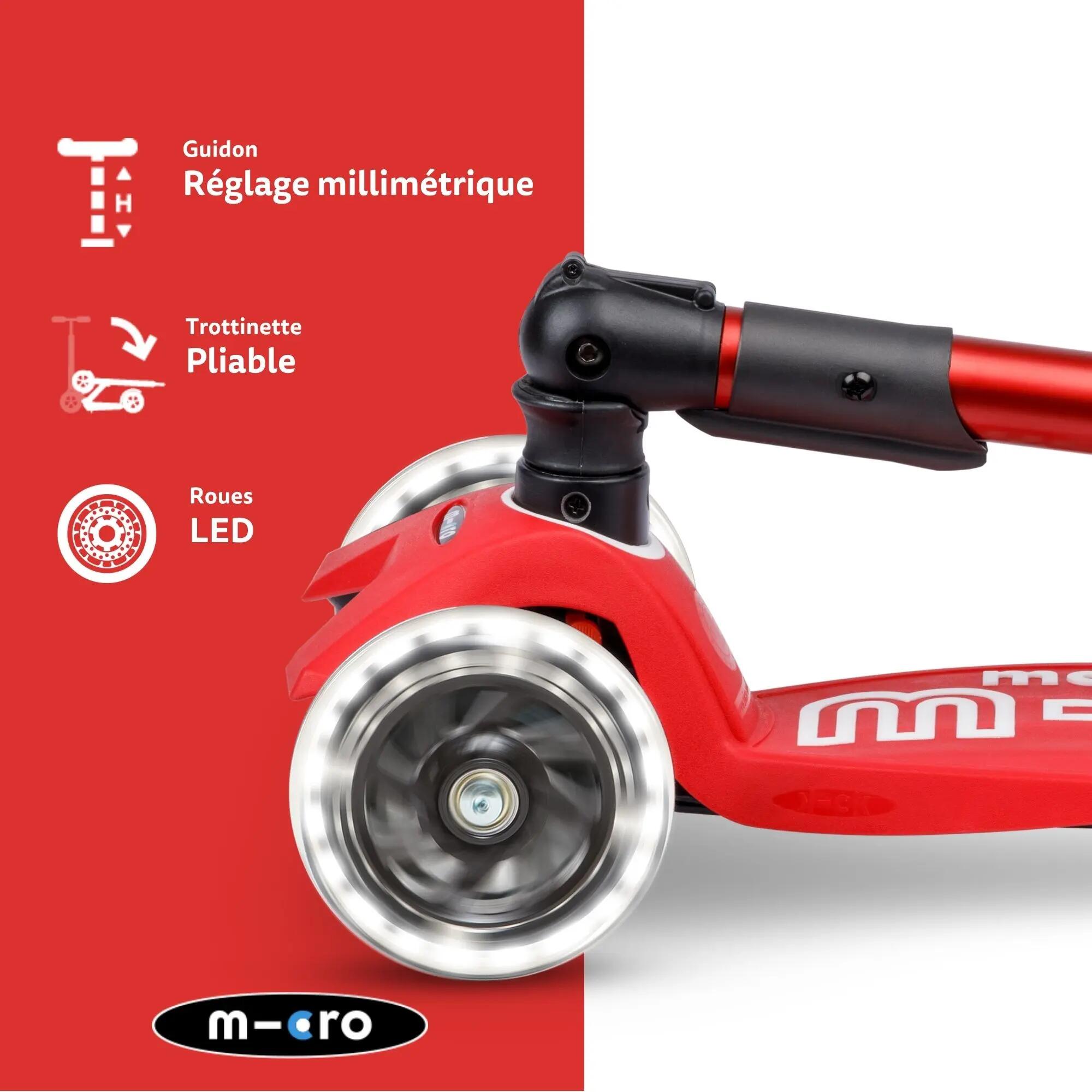 Patinete Infantil  Micro Maxi Deluxe Plegable LED Rojo 4/7