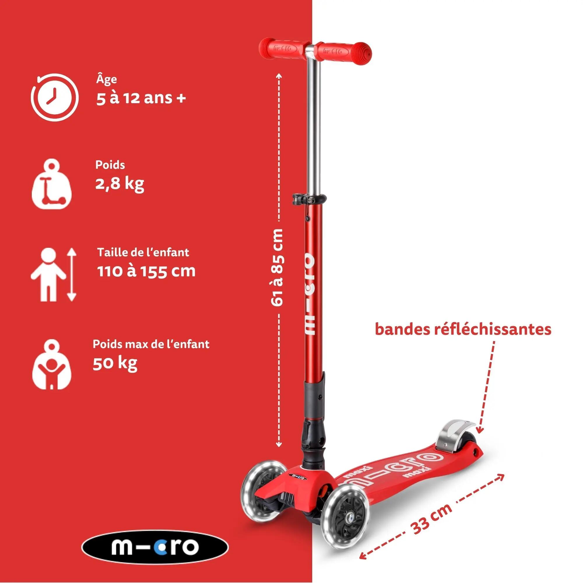 Patinete Infantil  Micro Maxi Deluxe Plegable LED Rojo 3/7