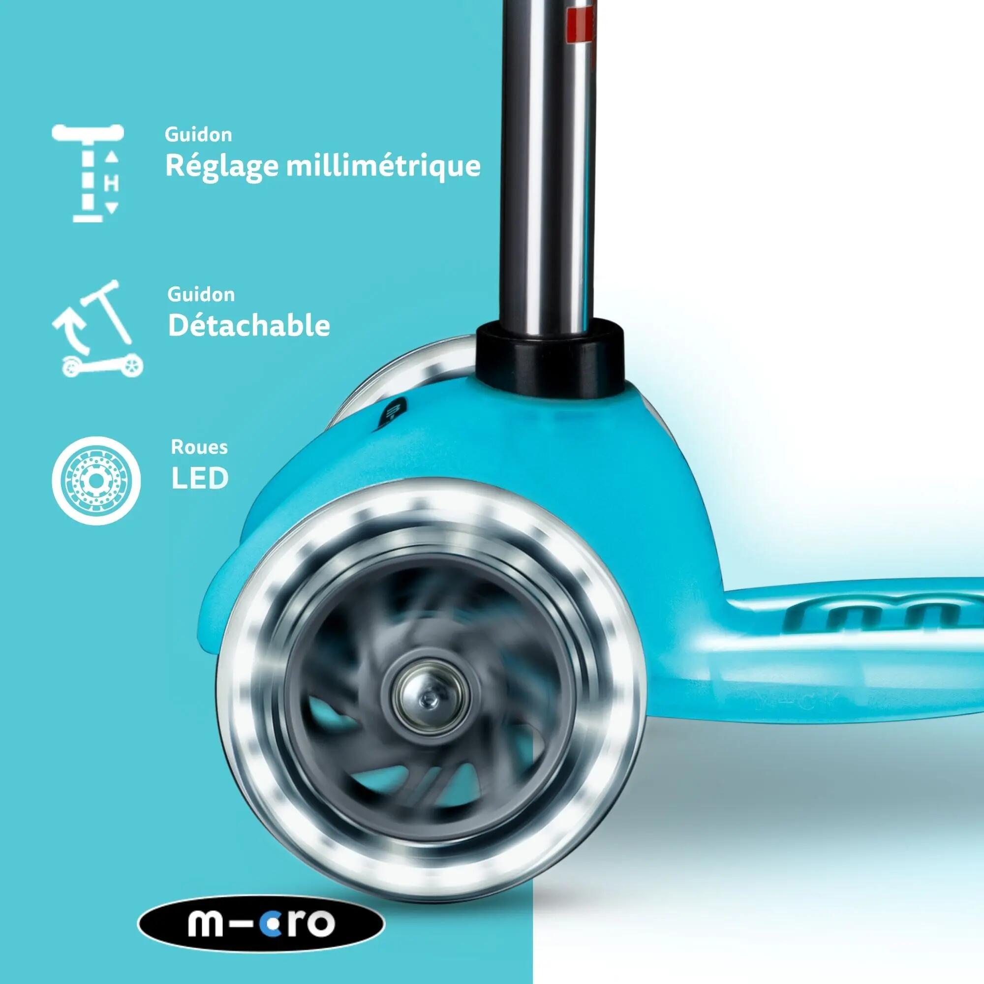 Kinderstep - 3 wielen, led - Mini Micro Deluxe Glow Plus - Glacier Aqua 4/7