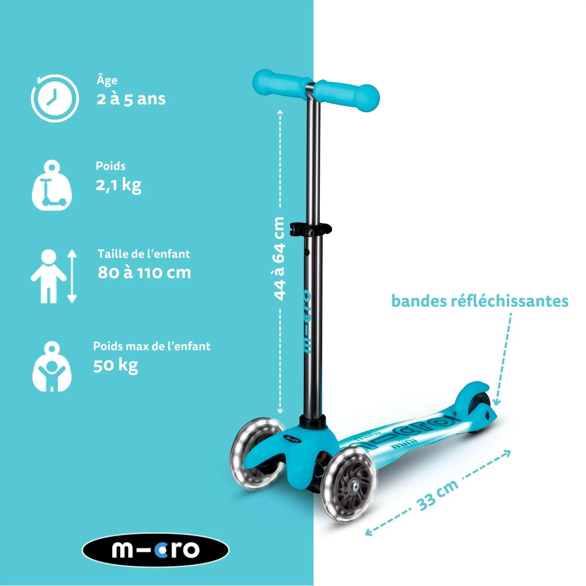 Kinderstep - 3 wielen, led - Mini Micro Deluxe Glow Plus - Glacier Aqua 3/7