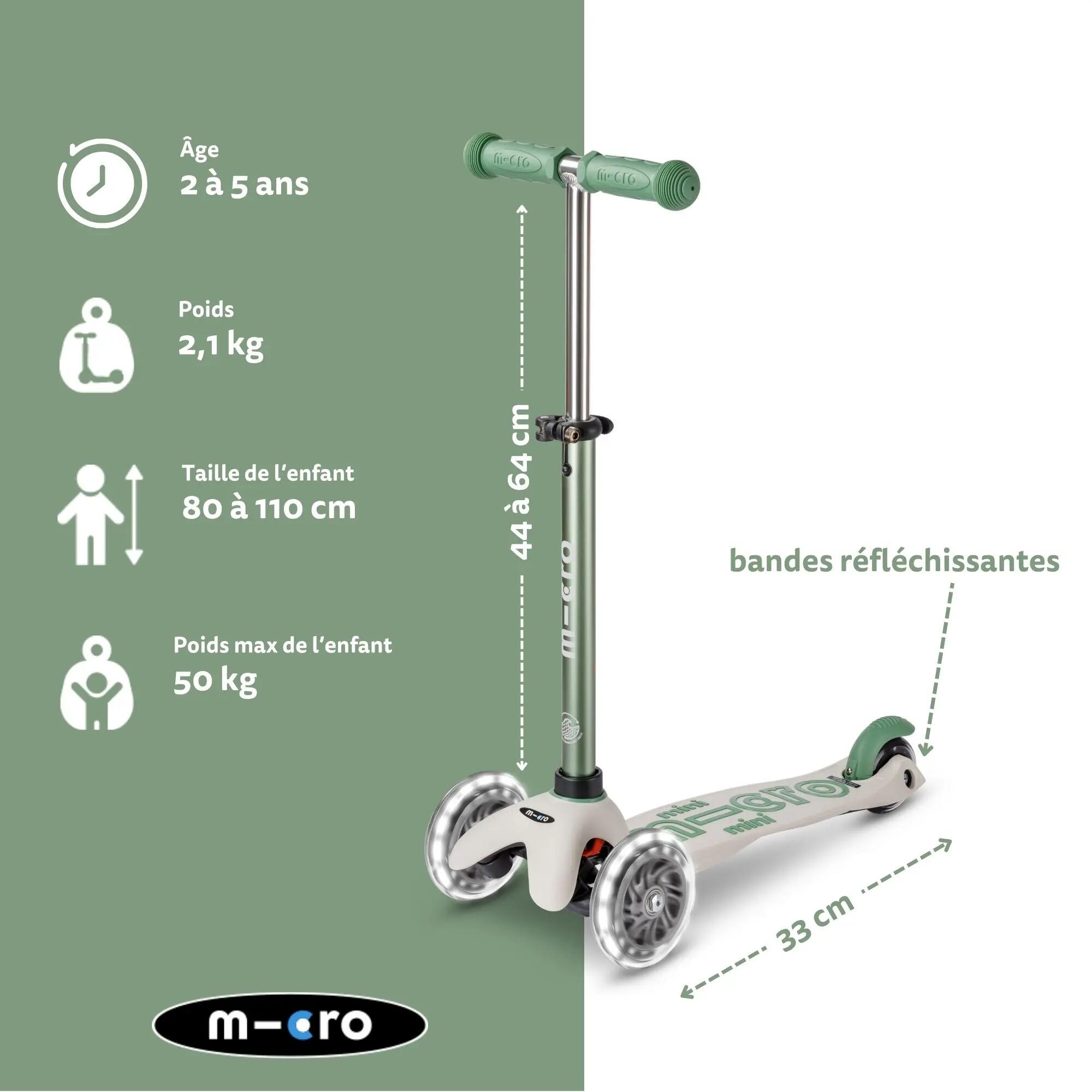 Trottinette enfant 3 roues - Mini  Deluxe Eco LED - Pistache 2/7