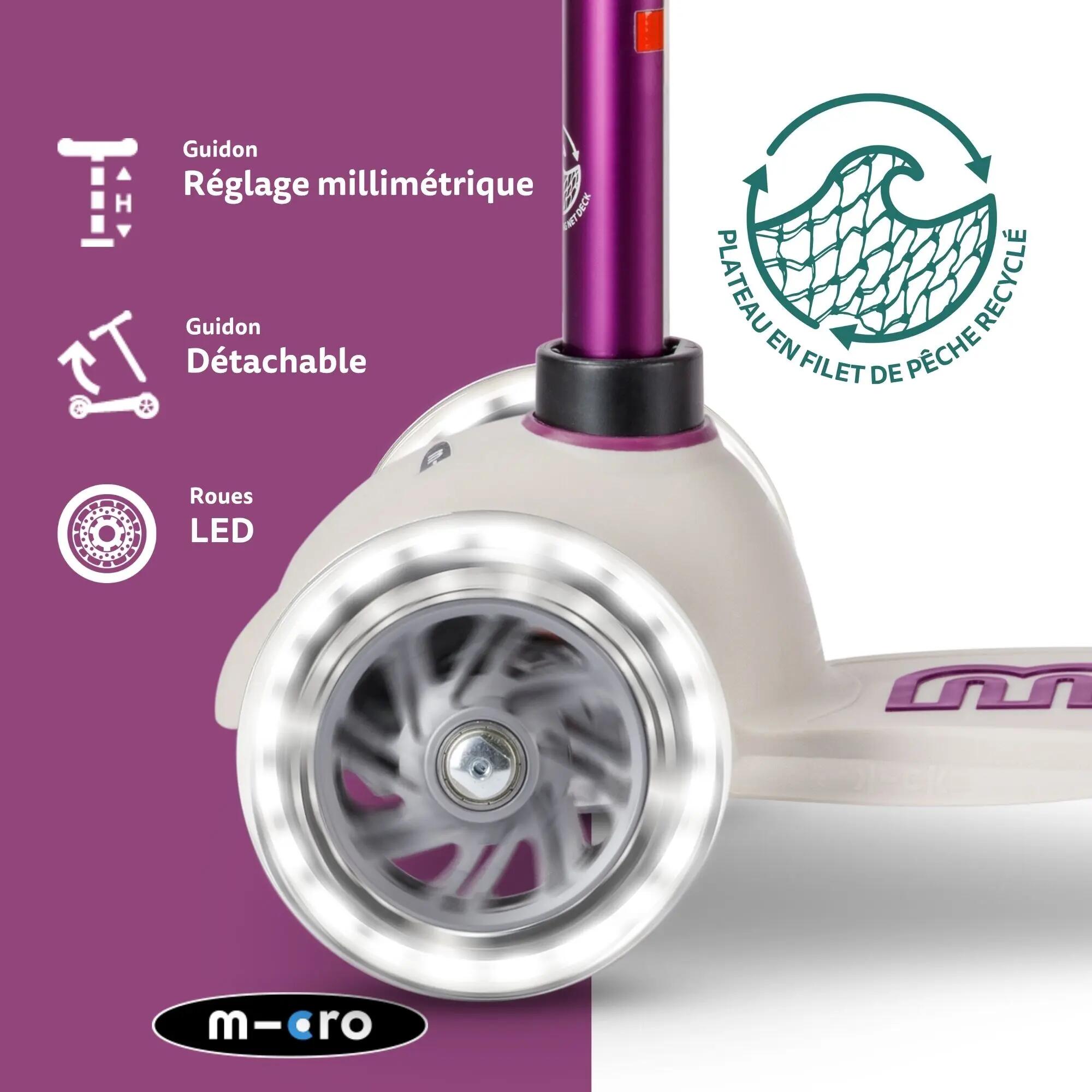 Trottinette enfant 3 roues - Mini  Deluxe Eco LED - Pourpre 3/7