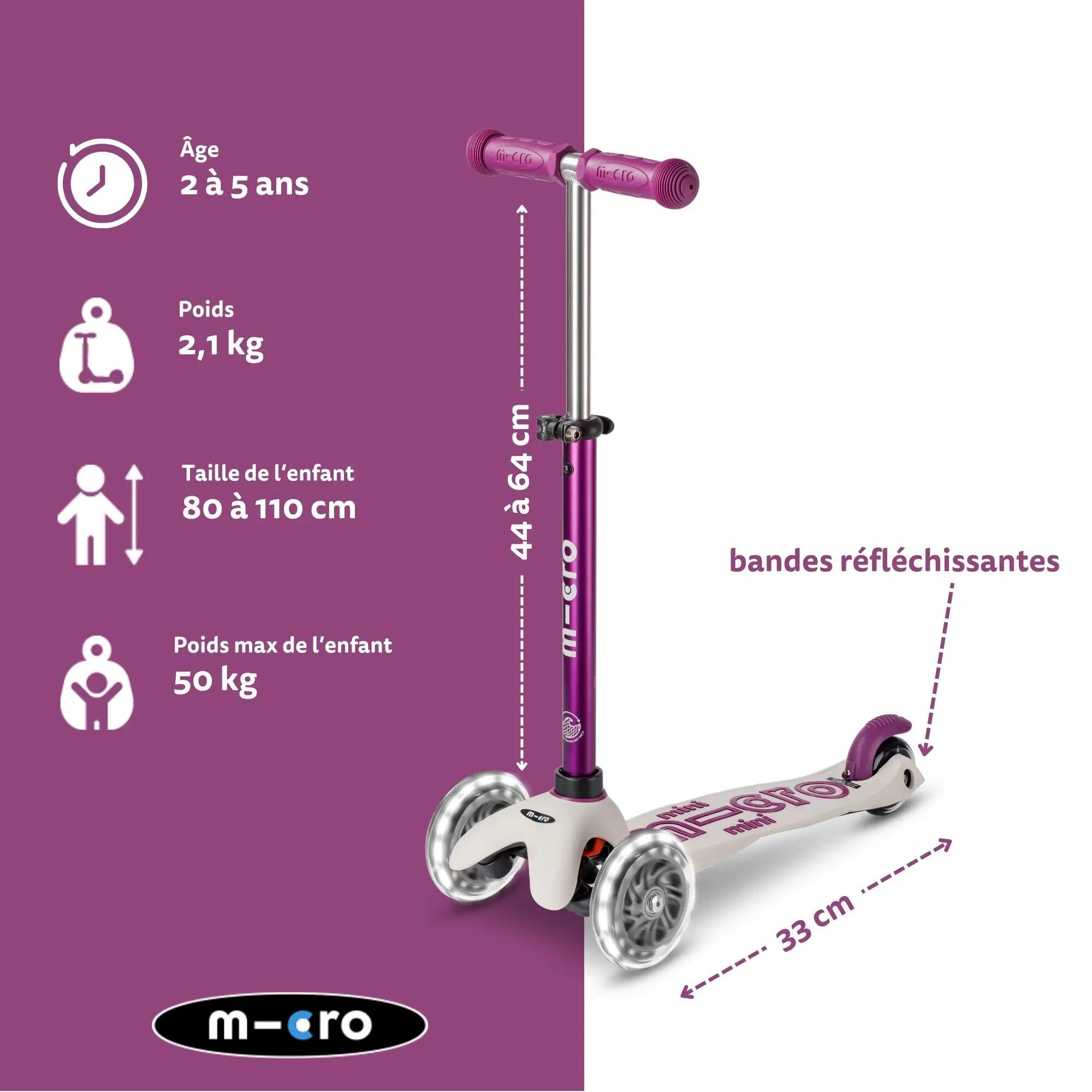Trottinette enfant 3 roues - Mini  Deluxe Eco LED - Pourpre 2/7
