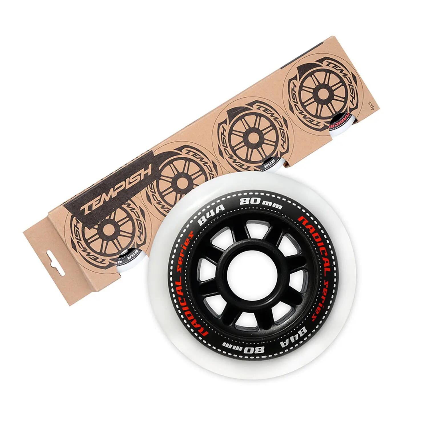 Kółka do rolek  Radical 84A 80 mm, zestaw 4 sztuk, białe 2/4