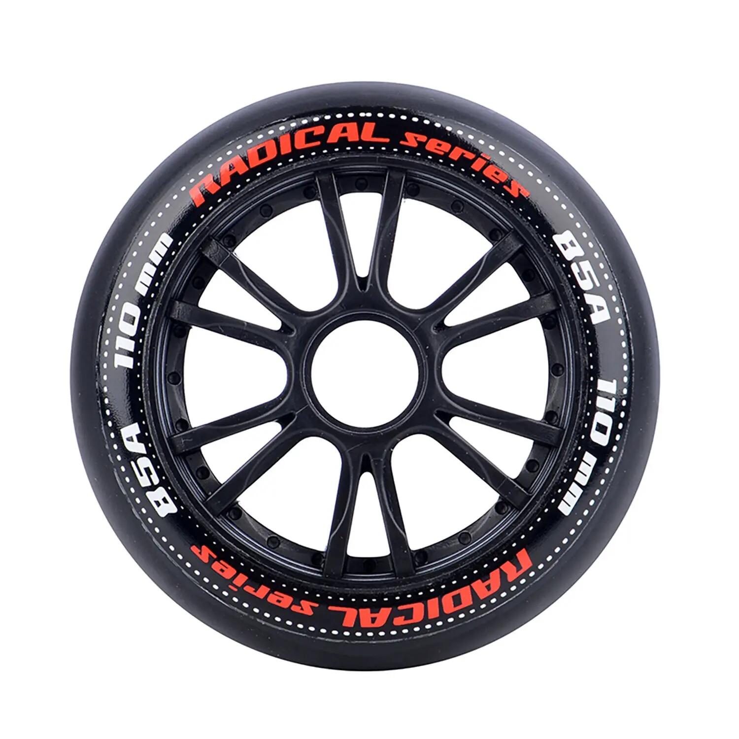 Radical 86A Roller Skate Wheels 110mm Pack of 3 Black 1/4