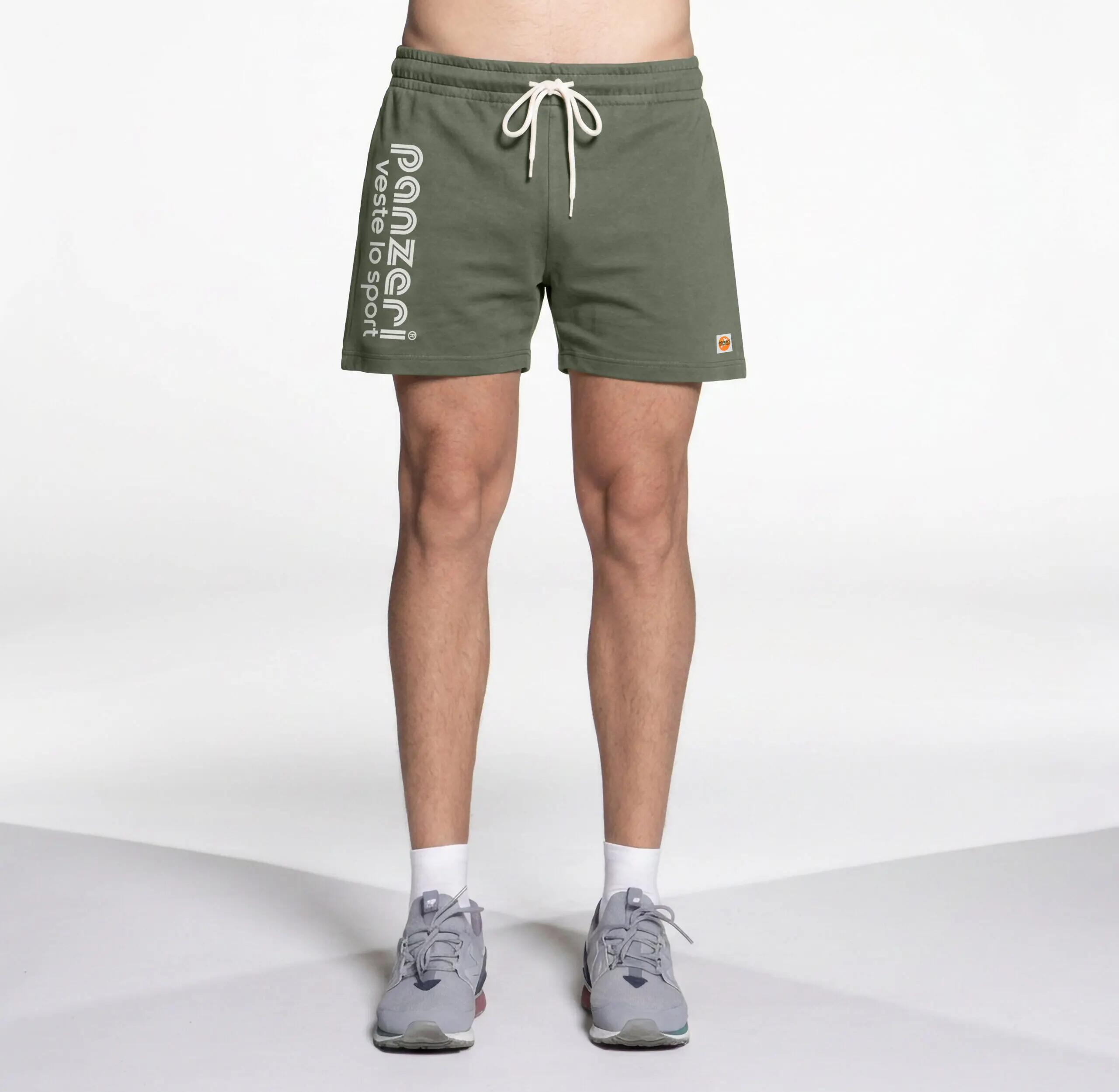Short Panzeri Mixte  - Uni A - Kaki / Blanc 3/4