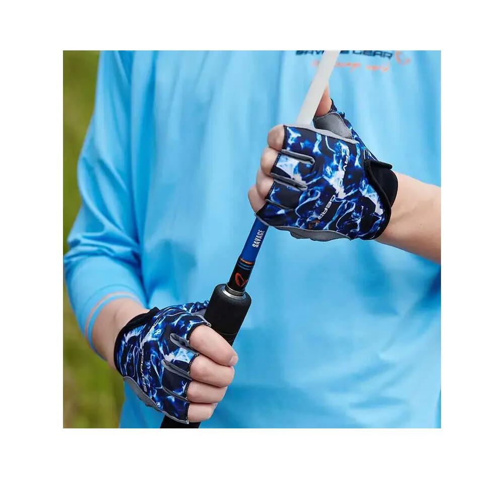 Luvas de mar Savage Gear meia luva Azul 3/4
