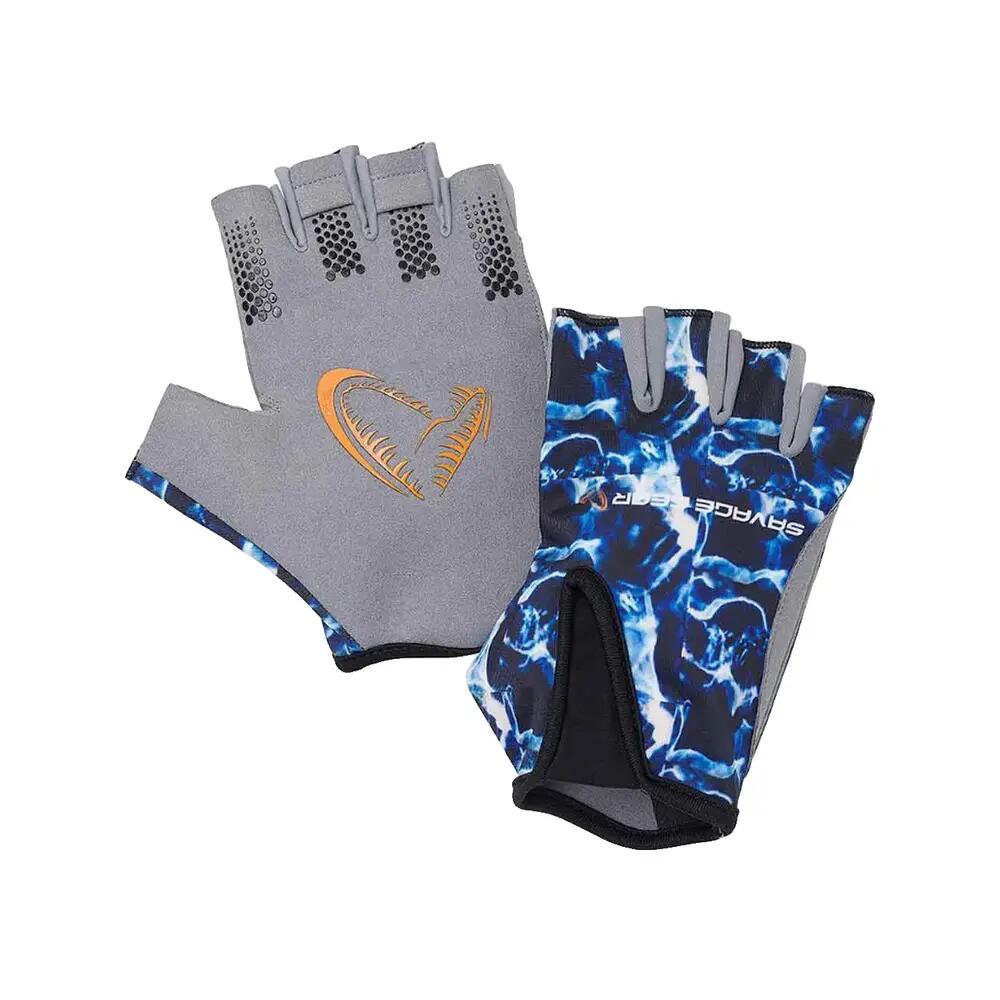 Luvas de mar Savage Gear meia luva Azul 2/4
