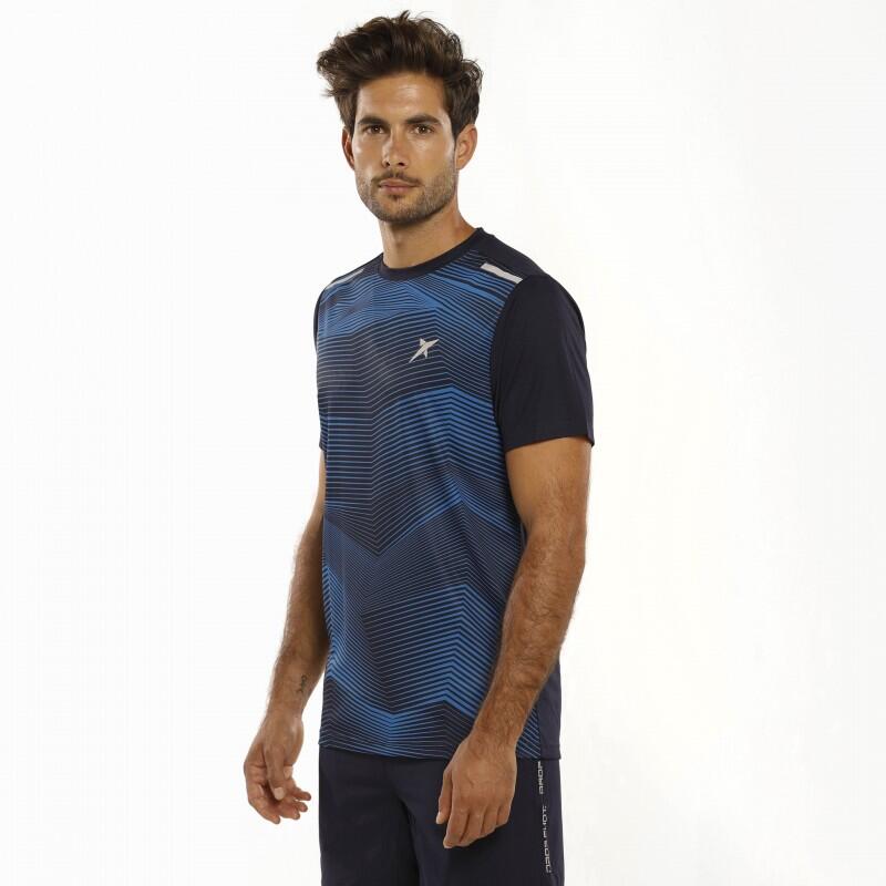 HEREN PADEL T-SHIRT Drop Shot Rush Zwart/Blauw