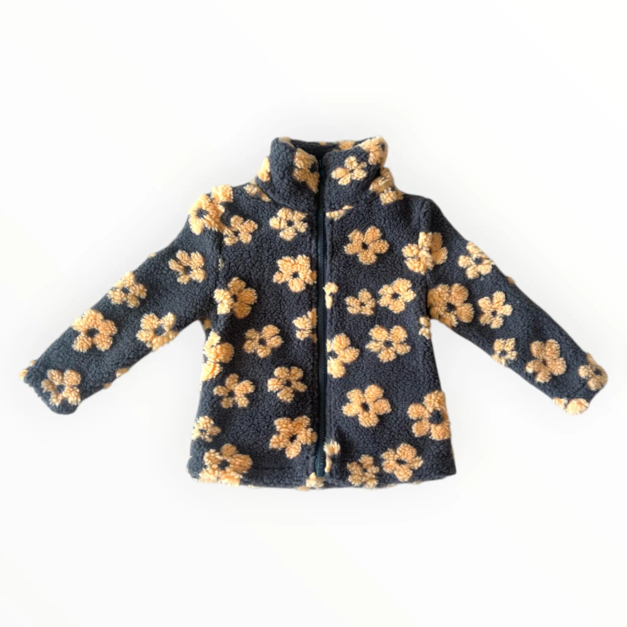 Enfant Veste polaire chaude zippée Fleurs beiges 2/4