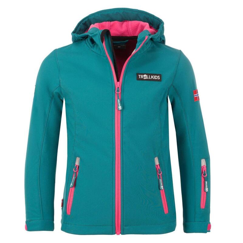 Veste softshell enfants Oslofjord vert émeraude / rouge rubis