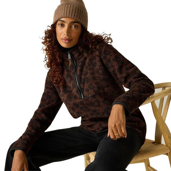 Haut Polaire Extensible À Col Montant Zippé Motif/style Imprimé Léopard FRANKIE