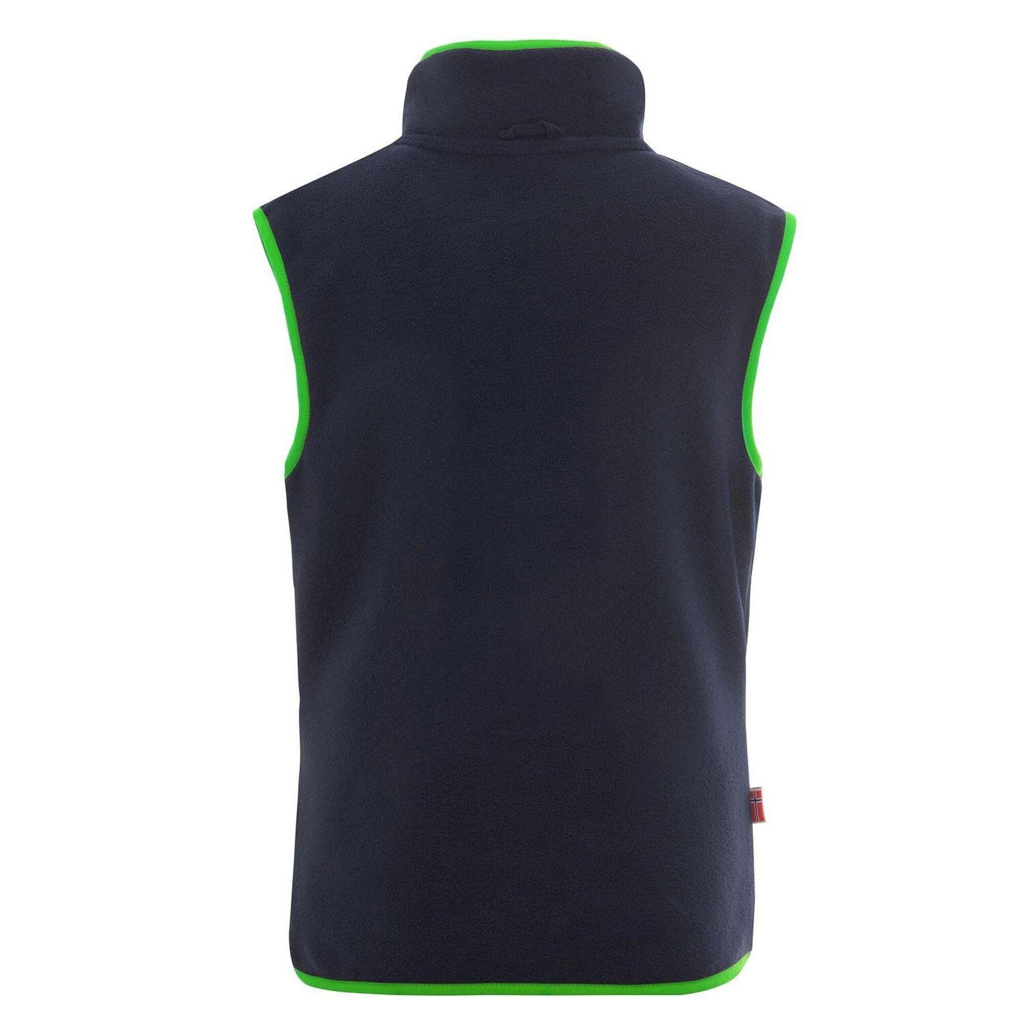 Arendal children's fleece vest navy blue / viper green