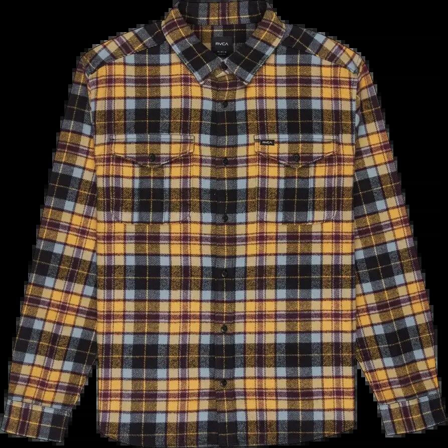 Camisa Rvca Hugues Heavy Flannel Naranja 3/8
