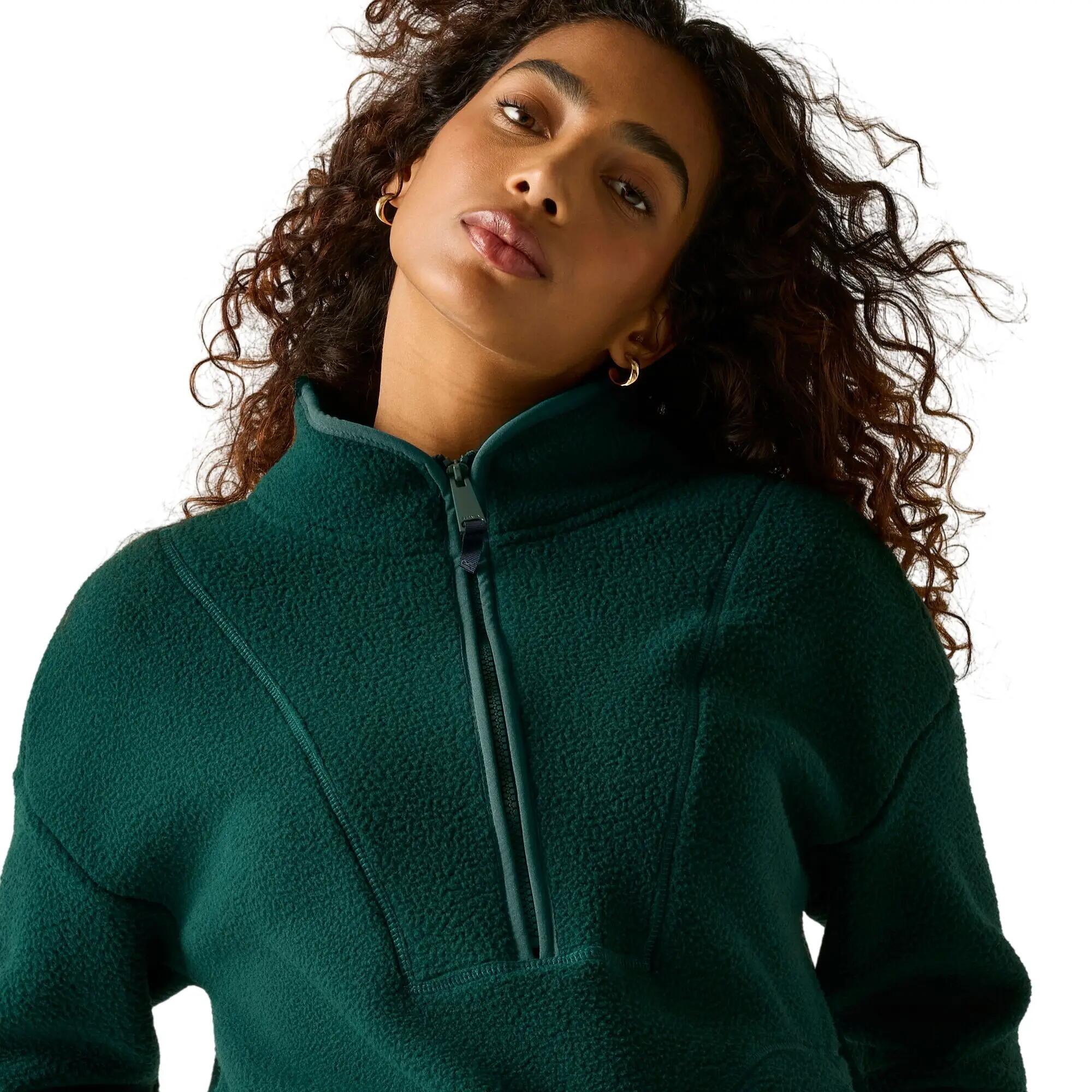 Womens/Ladies Frankie Borg Half Zip Longline Fleece Top (Deep Pine) 7/7