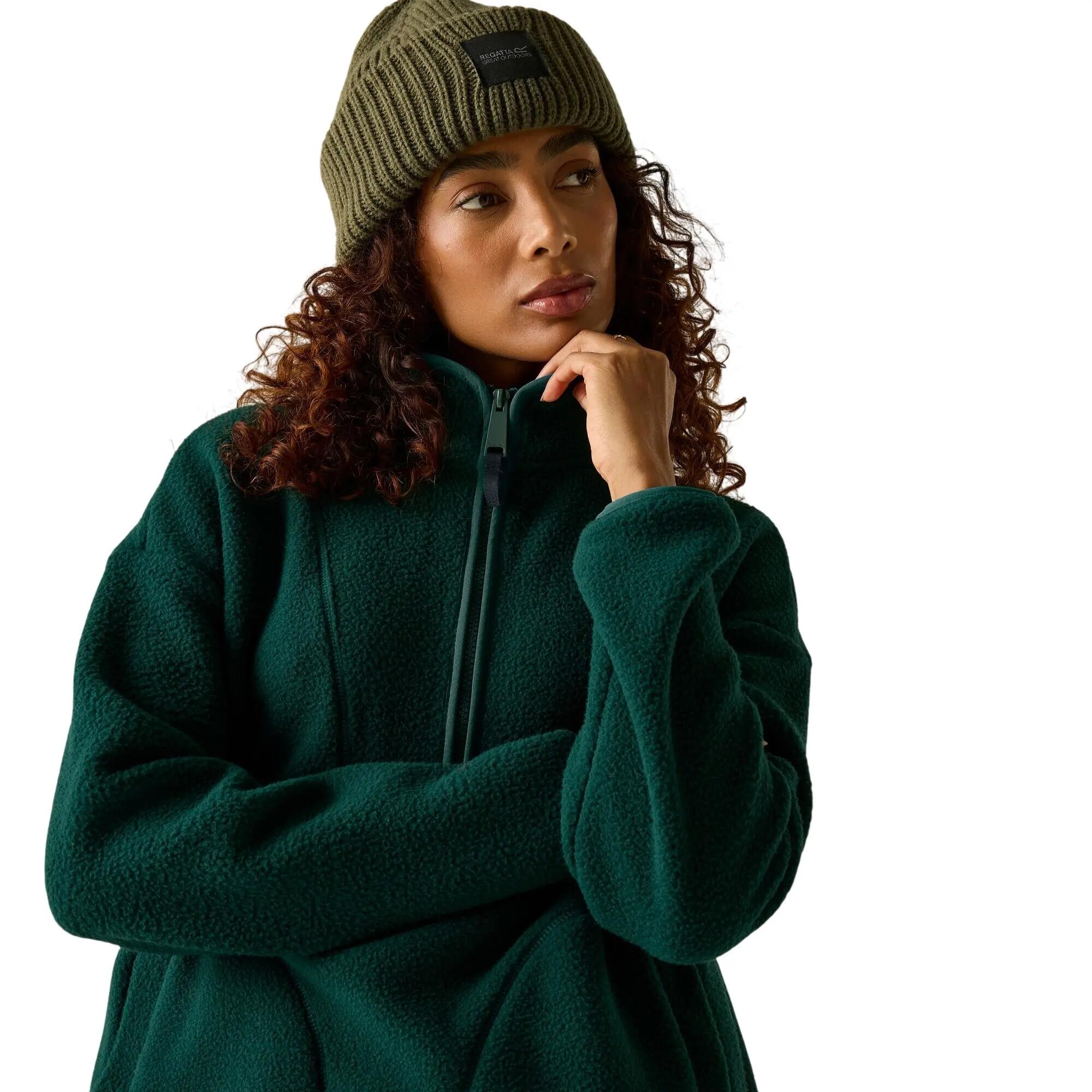 Womens/Ladies Frankie Borg Half Zip Longline Fleece Top (Deep Pine) 6/7