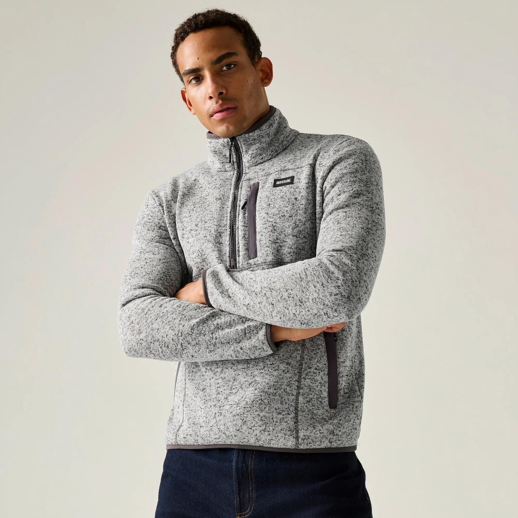 Haut Polaire À Col Montant Zippé Et Poche Sur Poitrine BARLEE Homme (Gris Pâle) 7/7