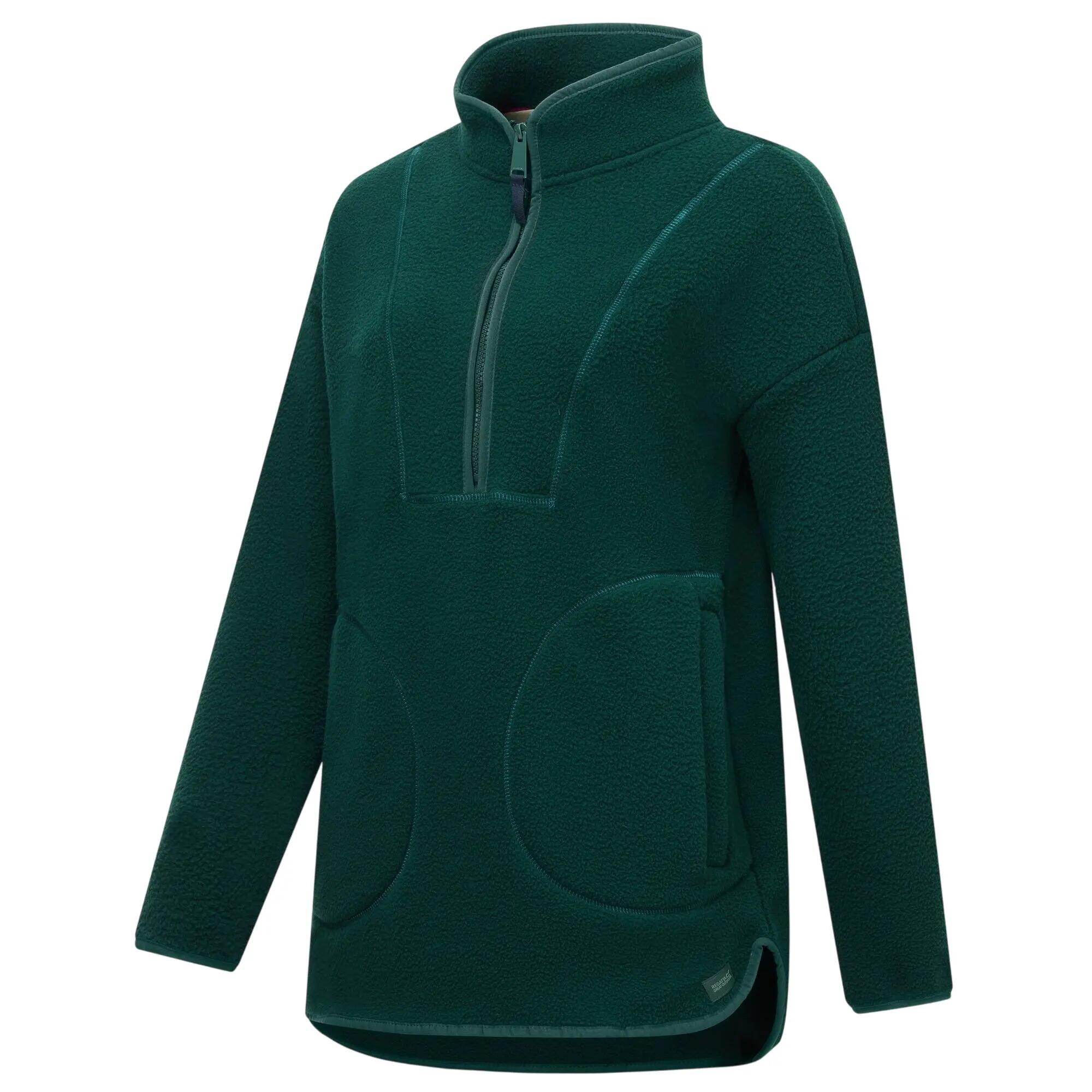 Womens/Ladies Frankie Borg Half Zip Longline Fleece Top (Deep Pine) 4/7