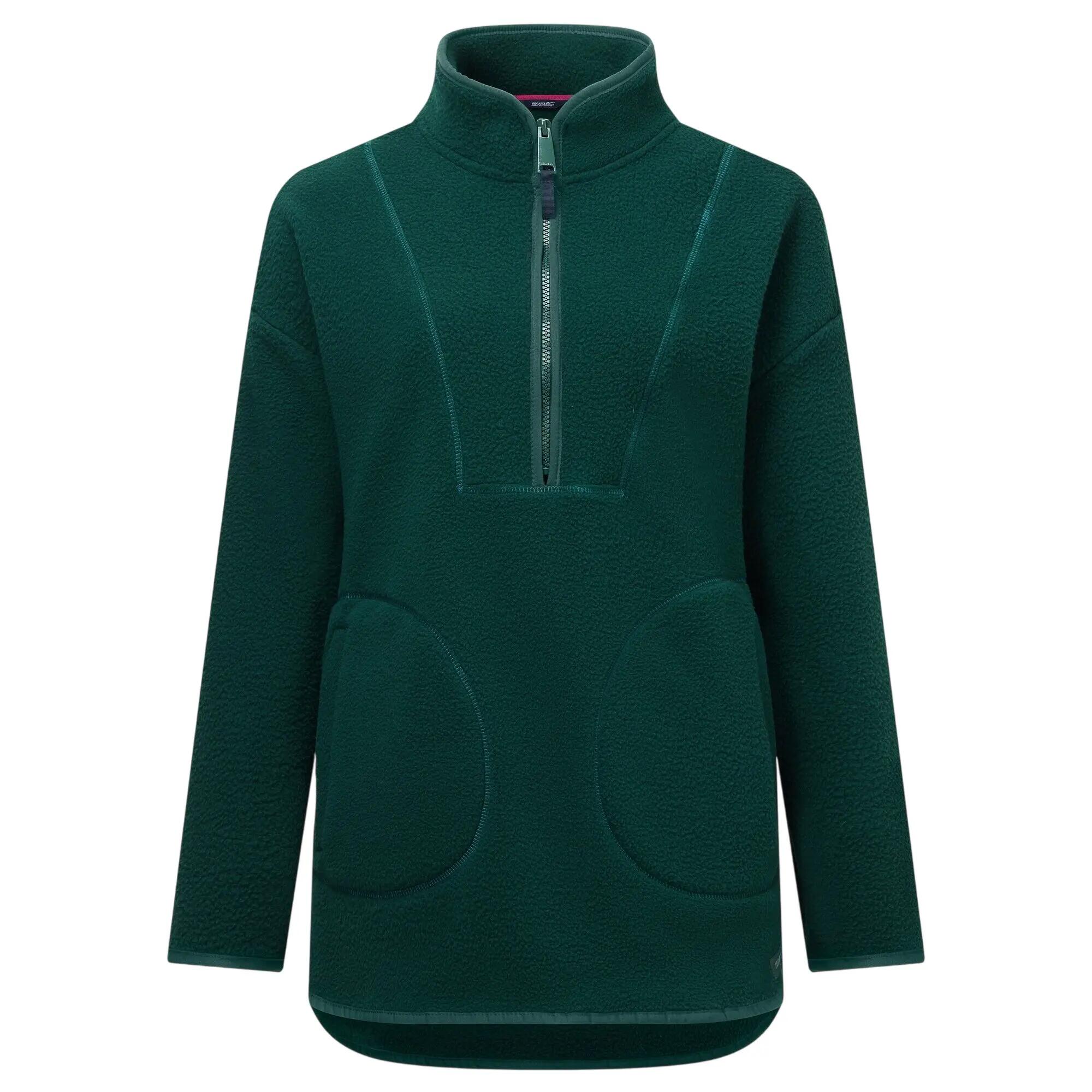 Womens/Ladies Frankie Borg Half Zip Longline Fleece Top (Deep Pine) 2/7