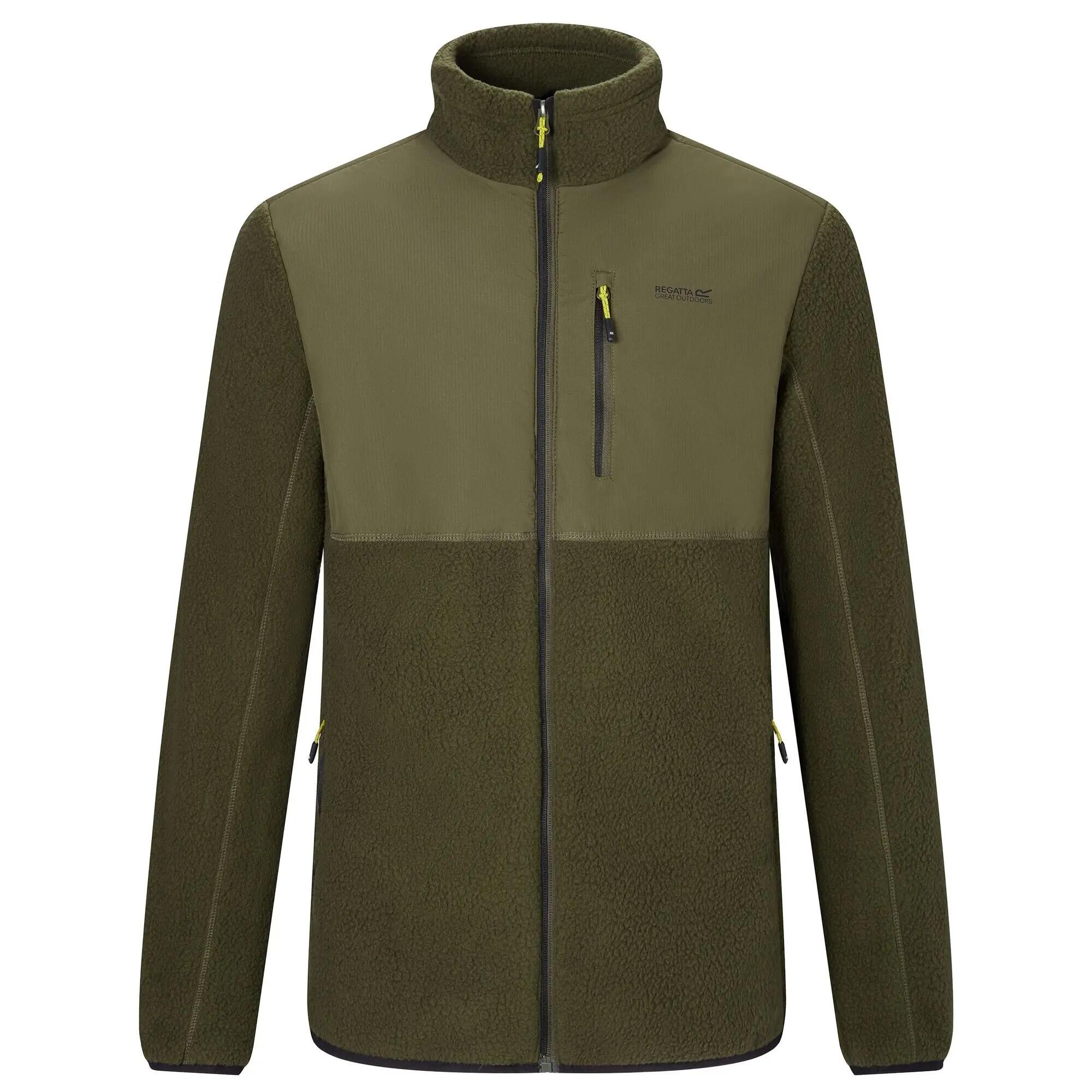 Mens Morran Water Resistant Full Zip Fleece Jacket (Dark Khaki) 2/7