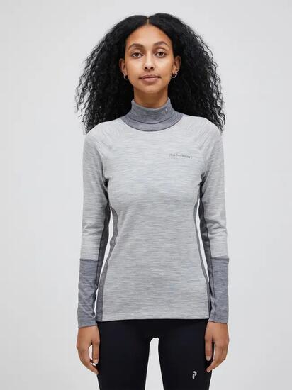Pull - Sport - Femme - Col roulé en laine mérinos - Magic - Gris