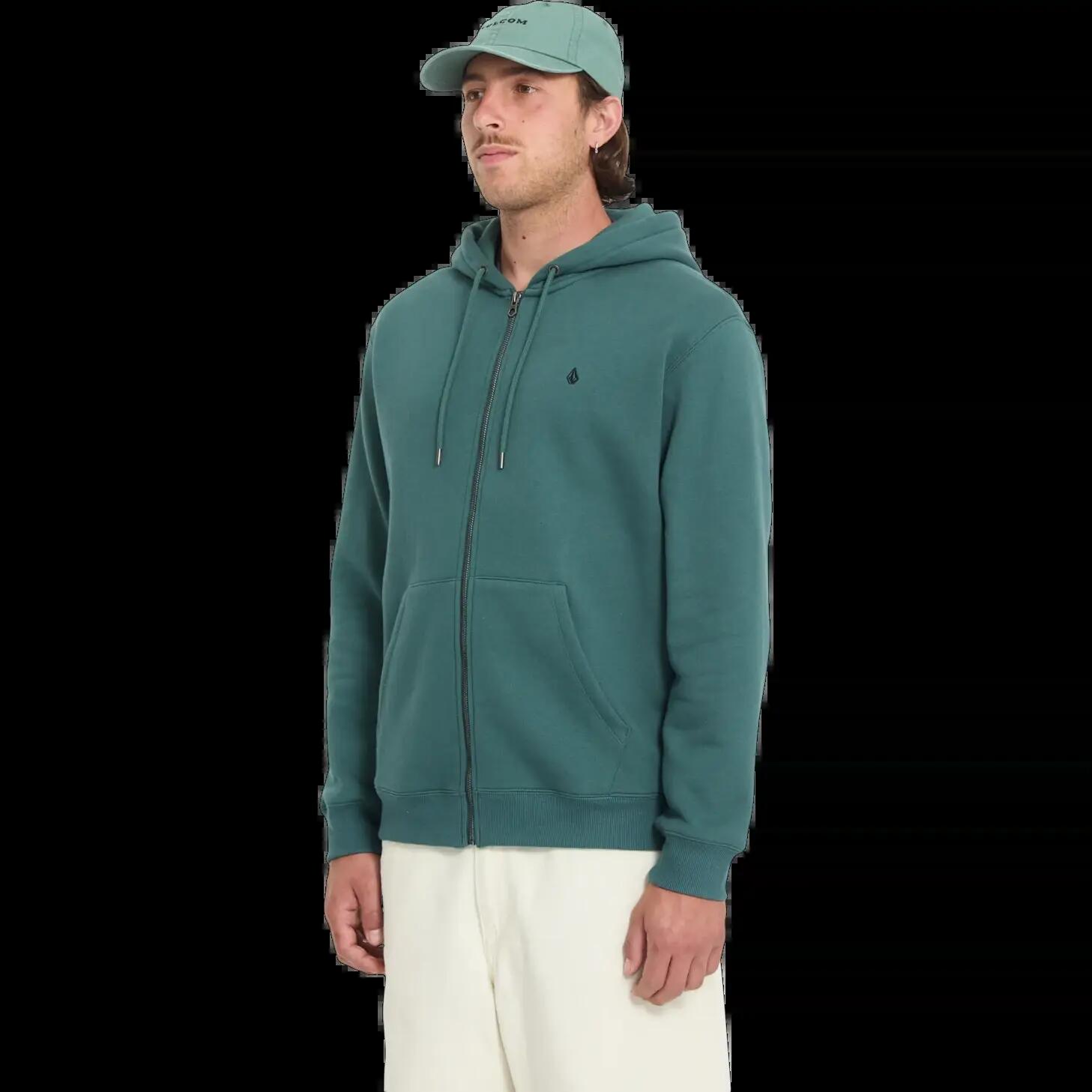 Sweat à capuche et zip Volcom SINGLE STONE ZIP Vert Fusil 3/5
