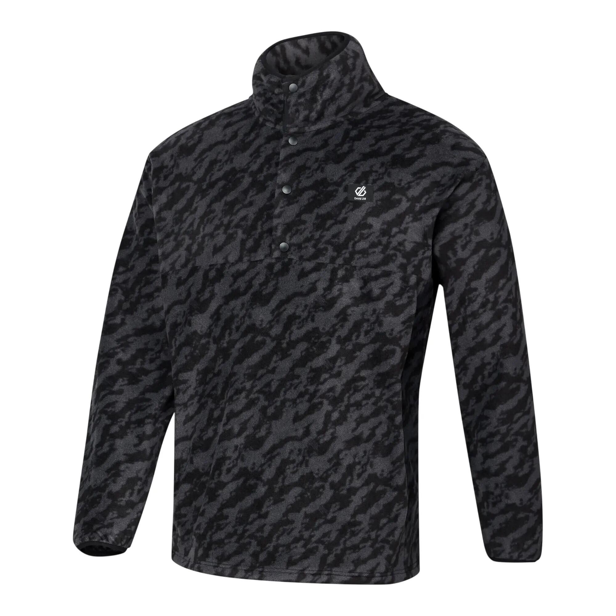 Mens Marble Quarter Zip Fleece Top (Black) 3/5