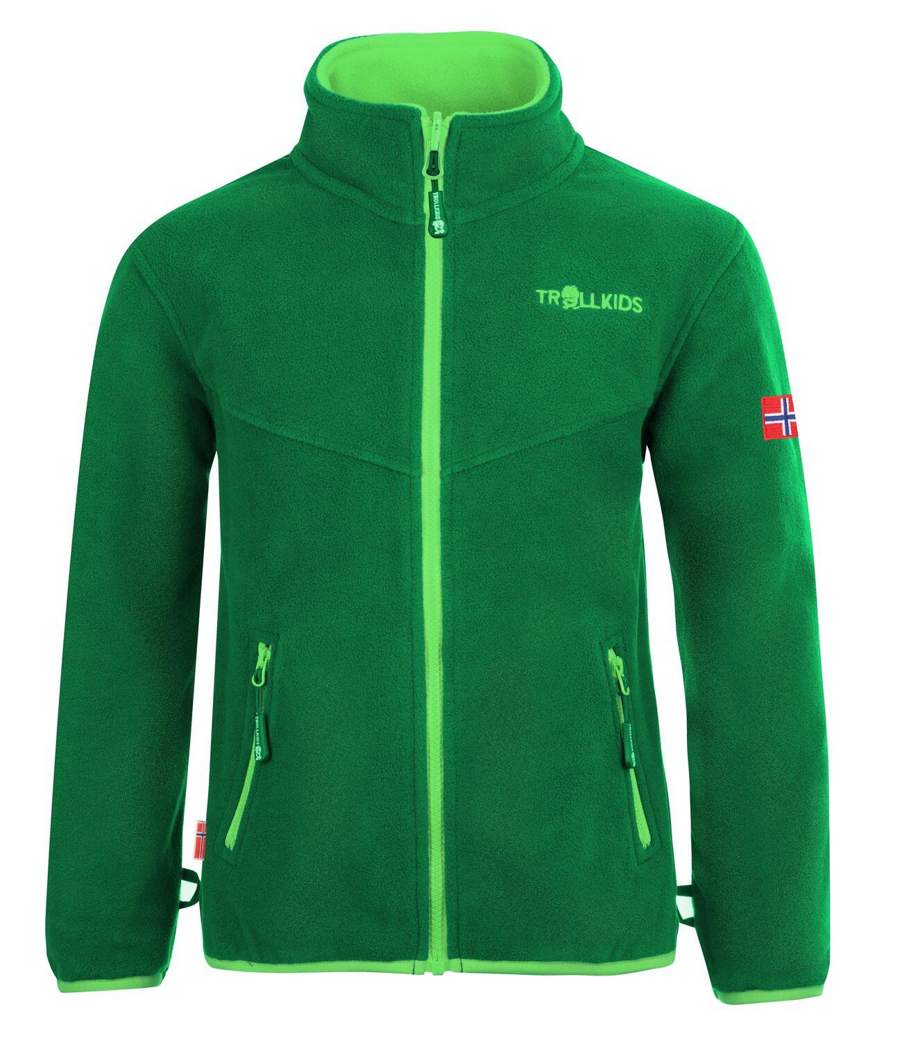 TROLLKIDS Kinder Fleece Jacke Oppdal XT Dunkelgrün / Hellgrün