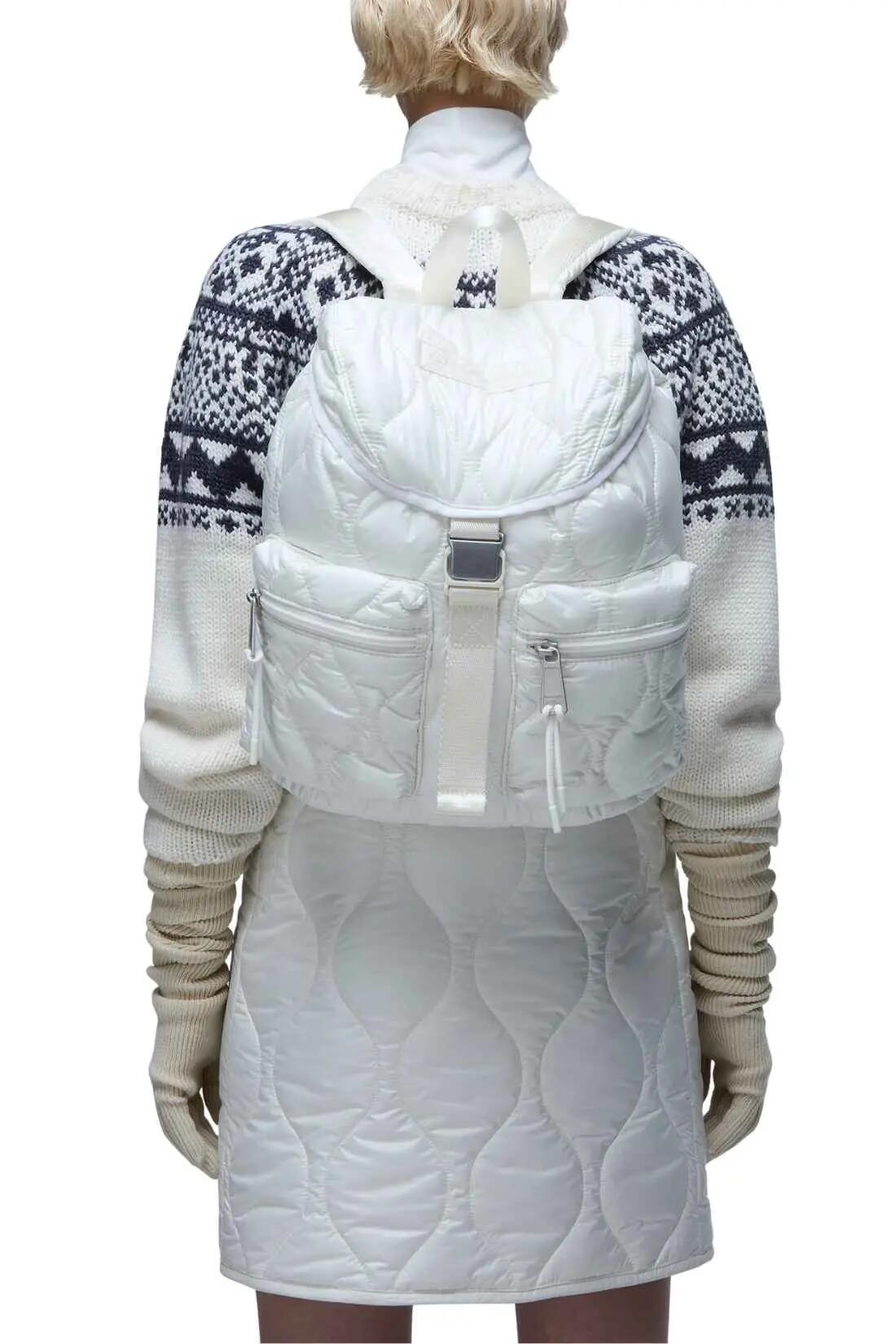 Sac à dos - sportswear - femme - matelassé - Bagne - crème 2/6