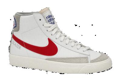 Heren - sportschoen - leer - glanzend - nike blazer mid '77 - wit, gym red