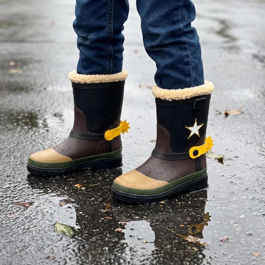 Stivali da pioggia da cowboy per bambini - Fodera in pelliccia 3/5