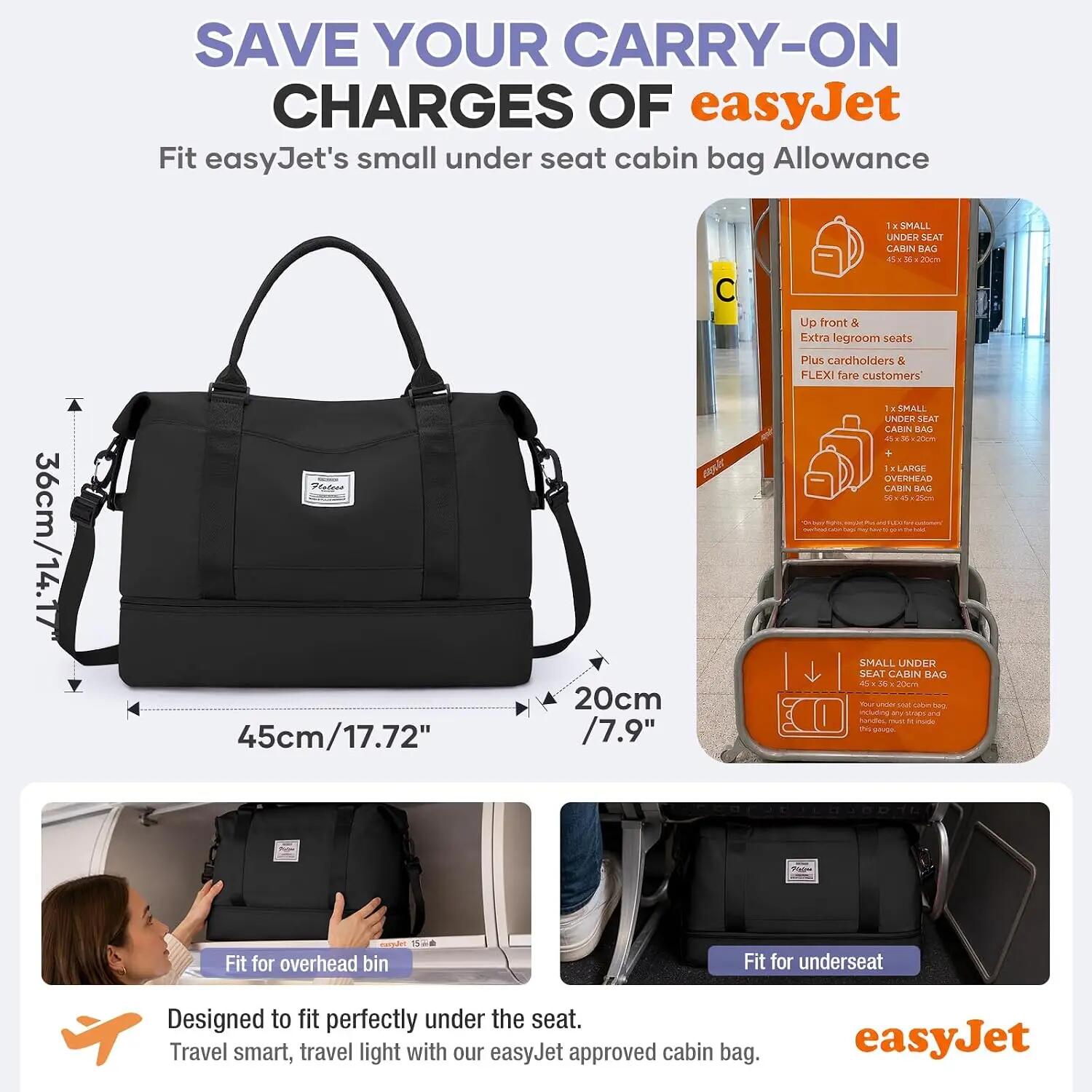 Sac de Voyage 45x36x20 pour Bagage Cabine Avion sous Siège 5/5