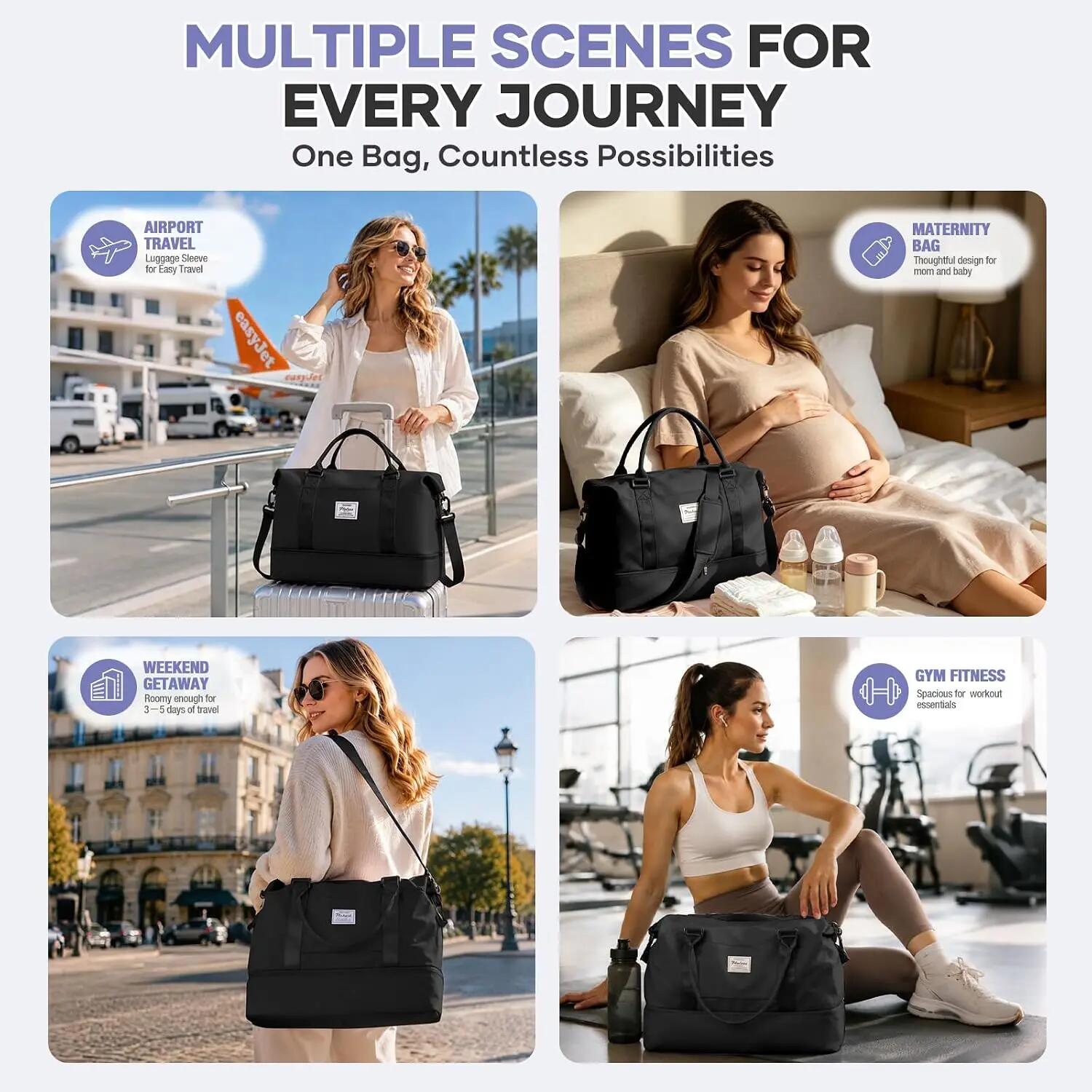 Sac de Voyage 45x36x20 pour Bagage Cabine Avion sous Siège 4/5