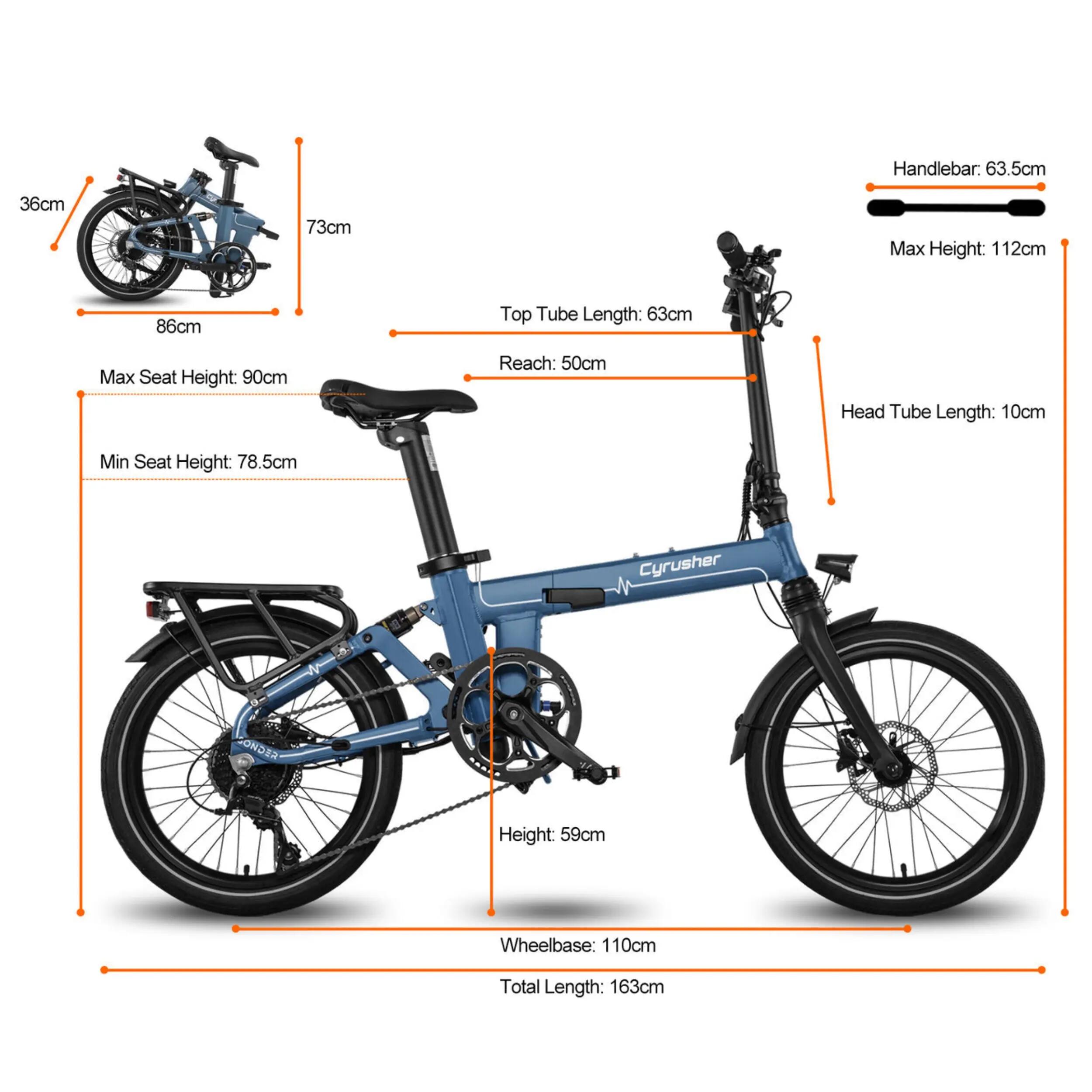 Vélo électrique urbain adulte Cyrusher Sonder 250W pneus 20" anti-crevaison 7/7