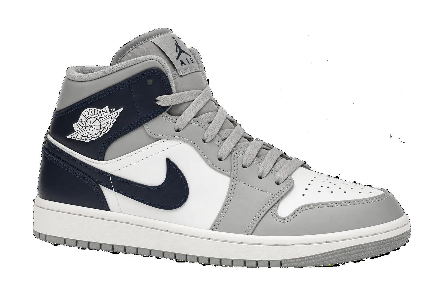 Air Jordan 1 Mid Wolf Grey Midnight Navy men's sneakers, EU 44.5, grey 1/1