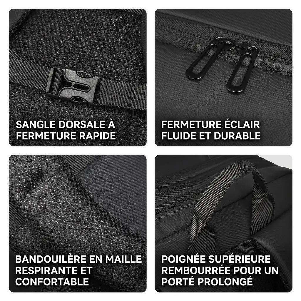 Sac à dos ordinateur extensible 32-38 L 30x45x19 cm - Noir 7/11