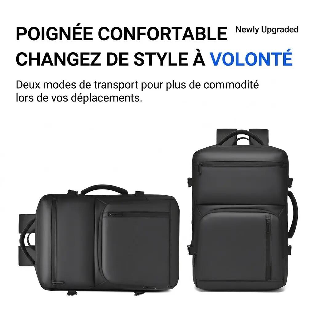 Sac à dos ordinateur extensible 32-38 L 30x45x19 cm - Noir 6/11