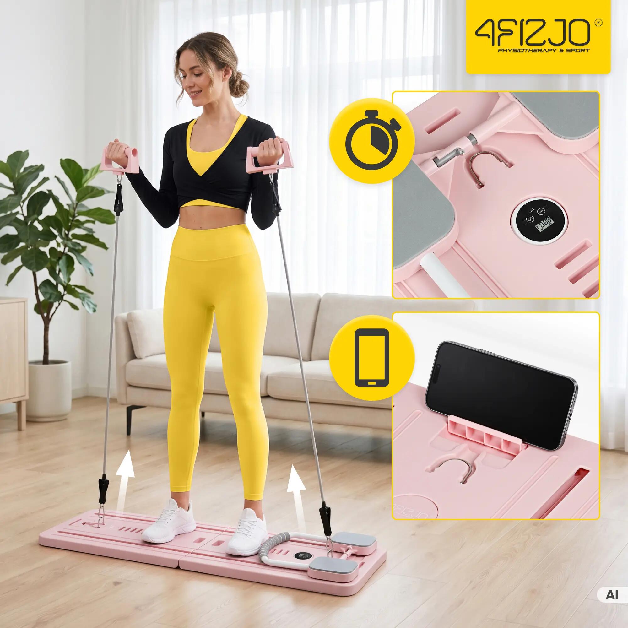 Reformer do pilatesu deska domowa platforma z ekspanderami 120kg 4FIZJO 2/14