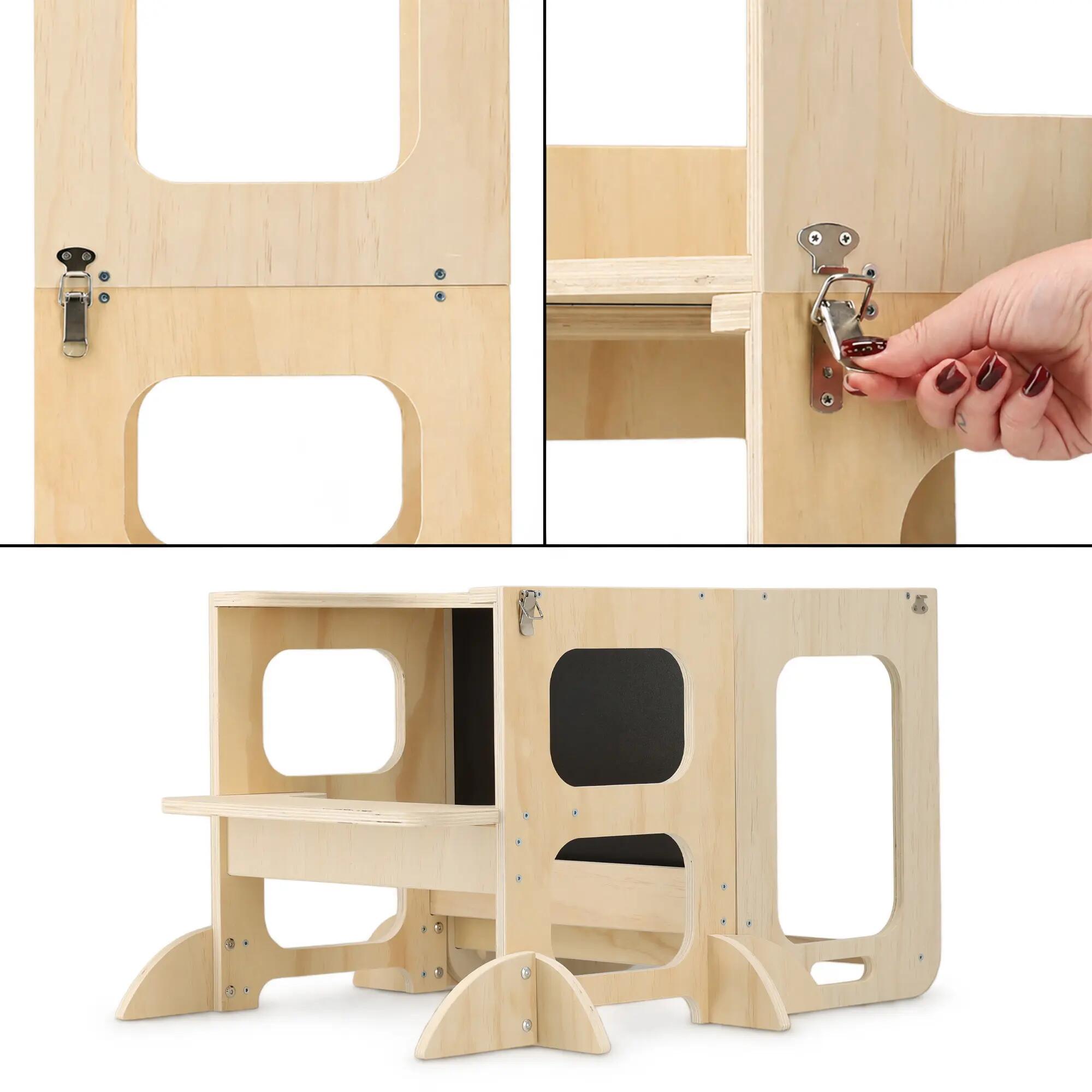 Houten Speelklimrek - Opvouwbaar - Met Glijbaan & Klimwand 6/8