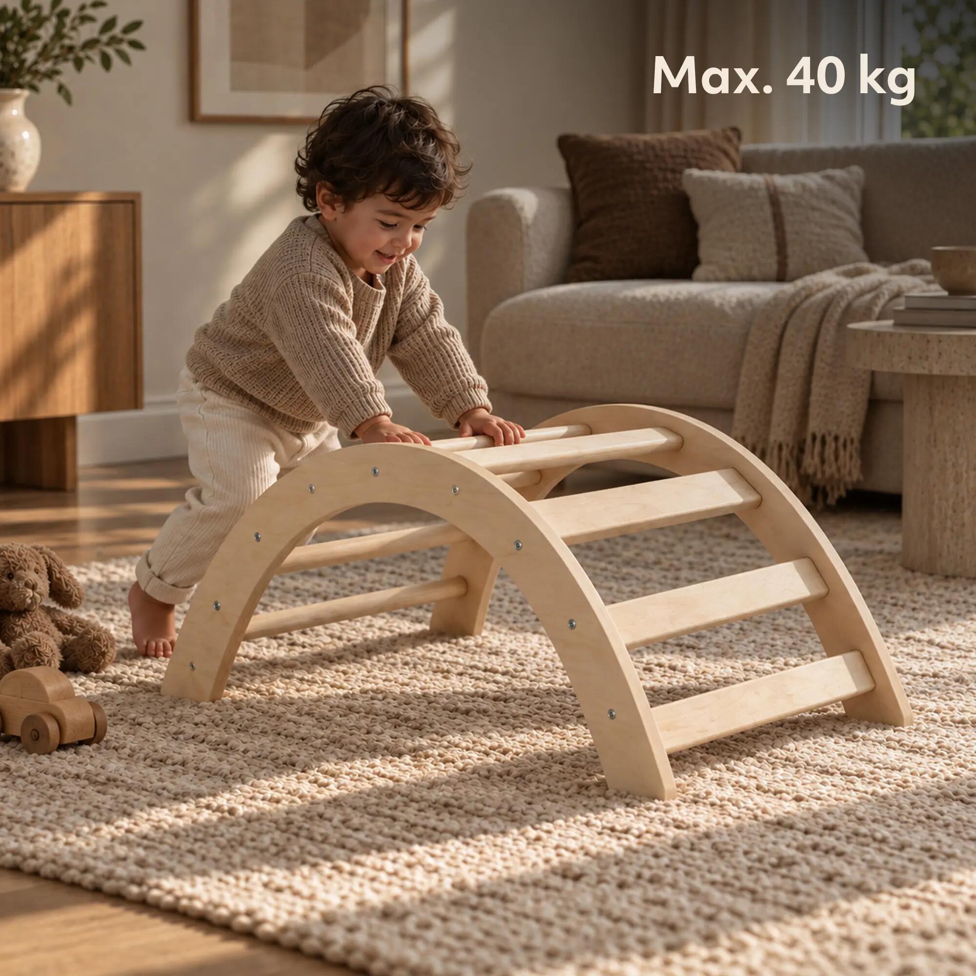 Luxus Klettergerüst - Dreieck, Kletterbogen und Rutsche - Mit Kissen 3/5