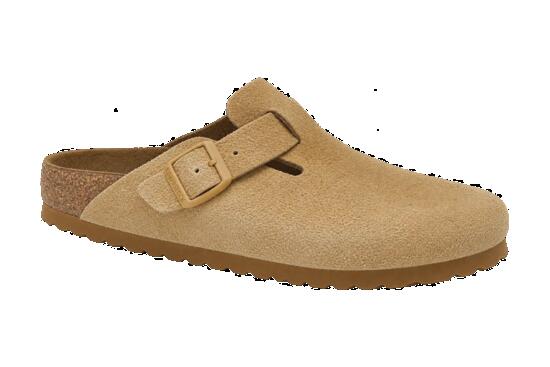Zapatillas slip-on hombre - zuecos gamuza - Birkenstock Boston - crema
