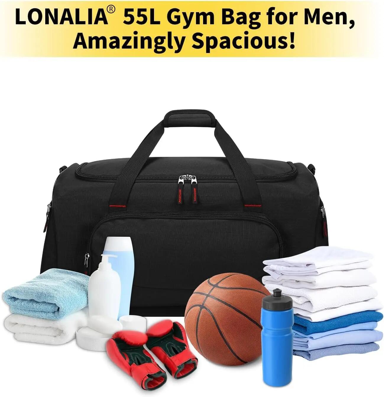 55L Grand Sac de Sport Homme - Sac de Fitness Homme, Sac de Voyage pour 6/6