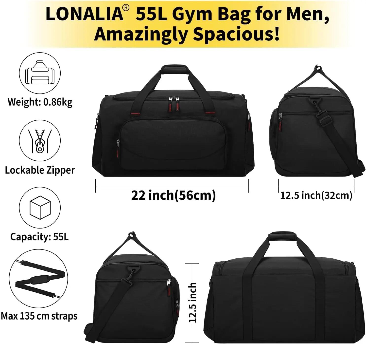 55L Grand Sac de Sport Homme - Sac de Fitness Homme, Sac de Voyage pour 2/6