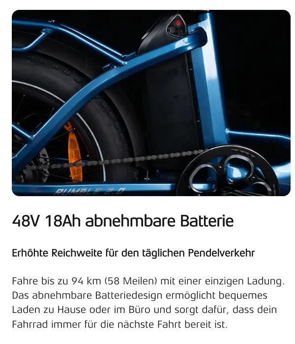 Electric bike Cyrusher Rumble 2.0, 48V 18Ah Battery, 20" Tires 4/6