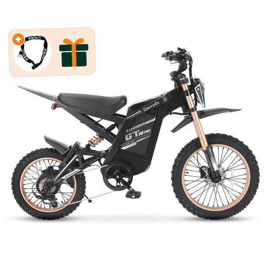 GT16 Pro - Fatbike électrique - 16 pouces - 250W - 7 vitesses - Or rose